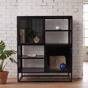 View Dax display cabinet - 2 door - black - glass and metal