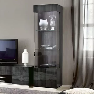 View Montecarlo display cabinet - 1 door - right - grey koto high gloss