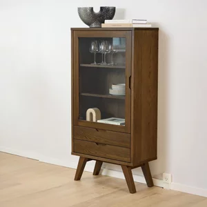 View A line display cabinet - 1 door - 2 drawer - smoked oak