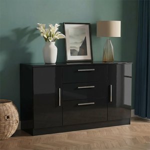 View Knightsbridge sideboard - medium - 2 doors - gloss black