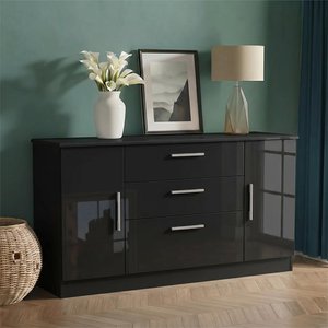 View Knightsbridge sideboard - wide - 2 doors - gloss black