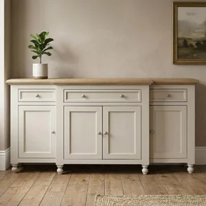 View Chateau sideboard - 4 door - large - grey painted - pine