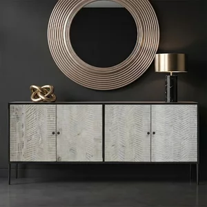 View Luxor sideboard - 4 door - extra large - black and grey pine wood - 200cm