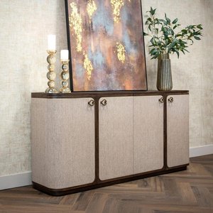 View Willox curved sideboard - 4 door - large - beige and brown - oak
