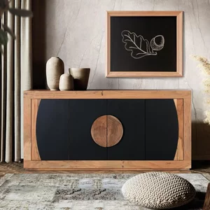 View Braylee sideboard - natural and black - 4 door - large - 160cm - acacia wood