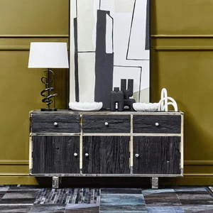 View Kerala sideboard - 3 door - medium - black railway wood - 150cm