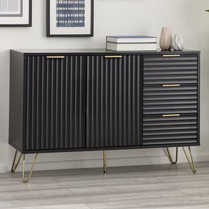 View Murano sideboard - small - 2 door - 3 drawer - ribbed - black