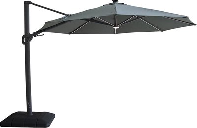 View Aramis led outdoor cantilever parasol - 3.5cm - round - with base - oil green