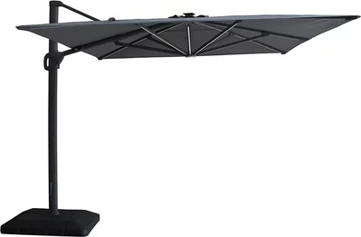 View Aramis led outdoor cantilever parasol - 3cm x 4cm - with base - charcoal grey
