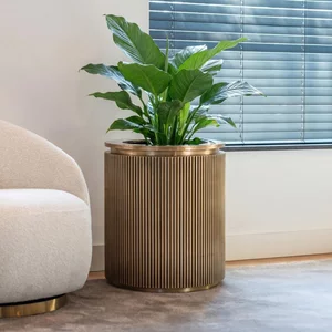View Ironville brass ribbed round planter