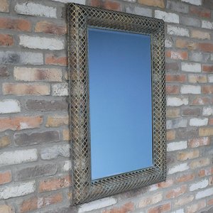 View Wall mirror - rustic - gold metal - rectangular - set of 2 View Wall mirror - rustic - gold metal - rectangular - set of 2