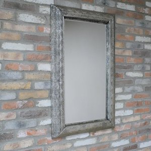 View Wall mirror - rectangular - silver metal - large View Wall mirror - rectangular - silver metal - large