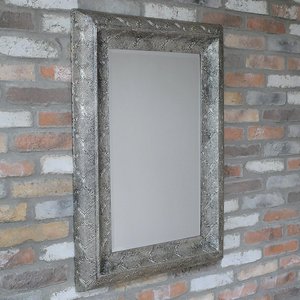 View Wall mirror - rectangular - silver metal View Wall mirror - rectangular - silver metal