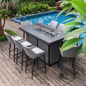 View Regal garden bar set - 8 seater - fire pit table - flanelle