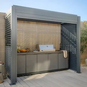 View Eden outdoor bbq shelter pergola - grey aluminium