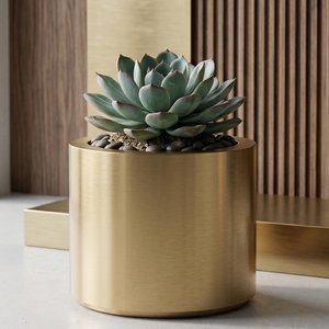 View Donna planter - round - brushed gold - metal