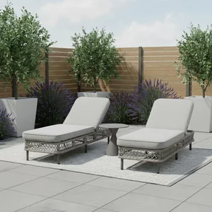 View Monaco garden sun lounger set - cool linen