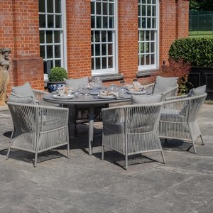 View Maldives oval garden dining set - 6 seater - 180cm - ceramic top - cool linen