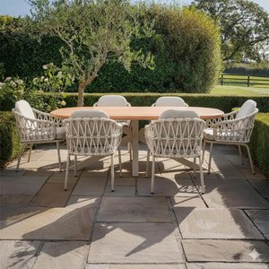 View Sicily garden dining set - 6 seater - 210cm - with rope chairs - latte