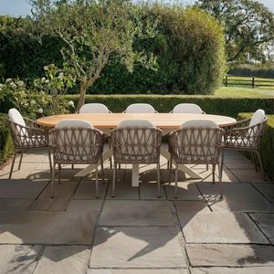 View Sicily garden dining set - 8 seater - 240cm - with rope chairs - cafe latte