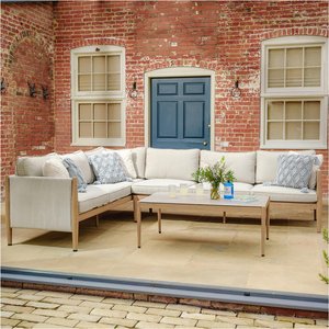 View Burford large corner sofa set - coffee table - ceramic top - almond