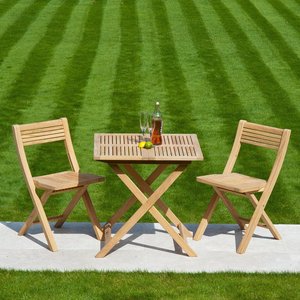 View Roble wood 2 seater folding square garden tea set View Roble wood 2 seater folding square garden tea set
