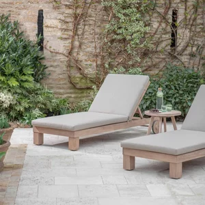 View Porthallow outdoor lounger natural acacia wood