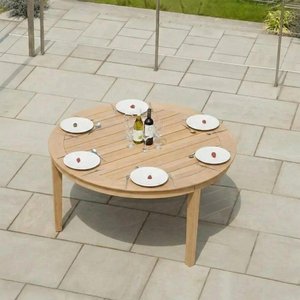 View Roble wood round garden dining table - 6 seater - 160cm