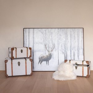 View Storage trunk - set of 3 - ecru and brown - wood
