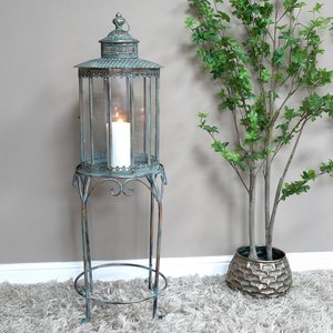 View Blue metal lantern - large - with stand
