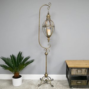 View Gold floor stand hanging lantern - set of 2 - metal