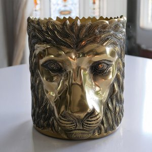 View Gold lion head planter - set of 2