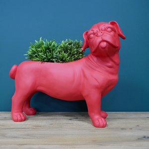 View Bull dog planter - red - resin