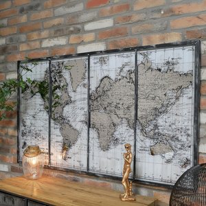 View Wide map wall art - black - glass and wood