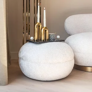 View Jace cream fabric pouffe