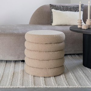View Brooklyn pouf - beige boucle fabric - storage - round