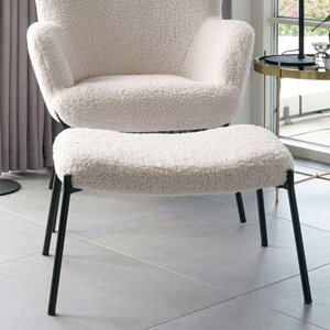 View Glasgow footstool - white faux lambskin
