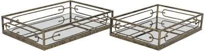 View Estela mirrored trays - antique gold - set of 2