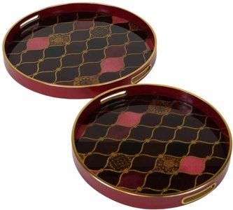 View Haralson metal trays - black- red and gold - set of 2