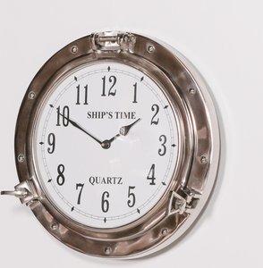 View Port hole ships wall clock - polished - round