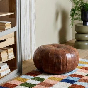 View Rugby pouffe - antique brown - leather