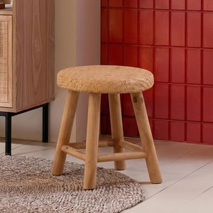 View Stool - set of 4 - round - natural - cane and fir wood View Stool - set of 4 - round - natural - cane and fir wood