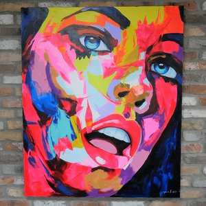 View Women face hand painting canvas wall art - 7462 - fabric