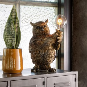 View Owl table lamp - gold - polyresin View Owl table lamp - gold - polyresin