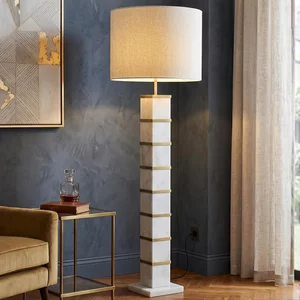 View Celinae floor lamp - white - fabric and marble