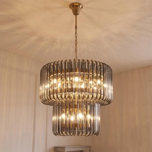 View Bryon chandelier - smoke - glass and metal