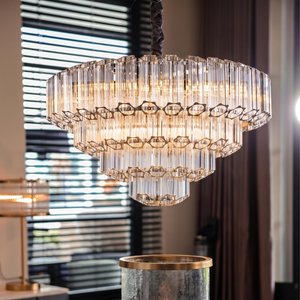 View Bece glass and chrome chandelier