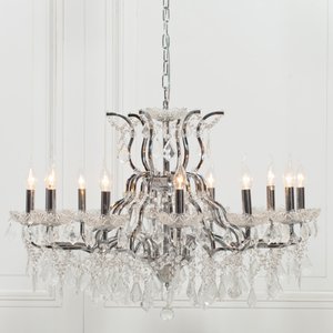 View French style shallow cut glass chandelier - chrome - 12 branch