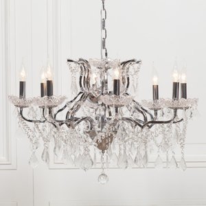View French style shallow cut glass chandelier - chrome - 8 branch