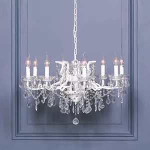 View French style shallow cut glass chandelier - white - 8 branch